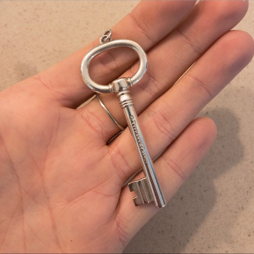Authentic Tiffany Silver Oval Key Pendant